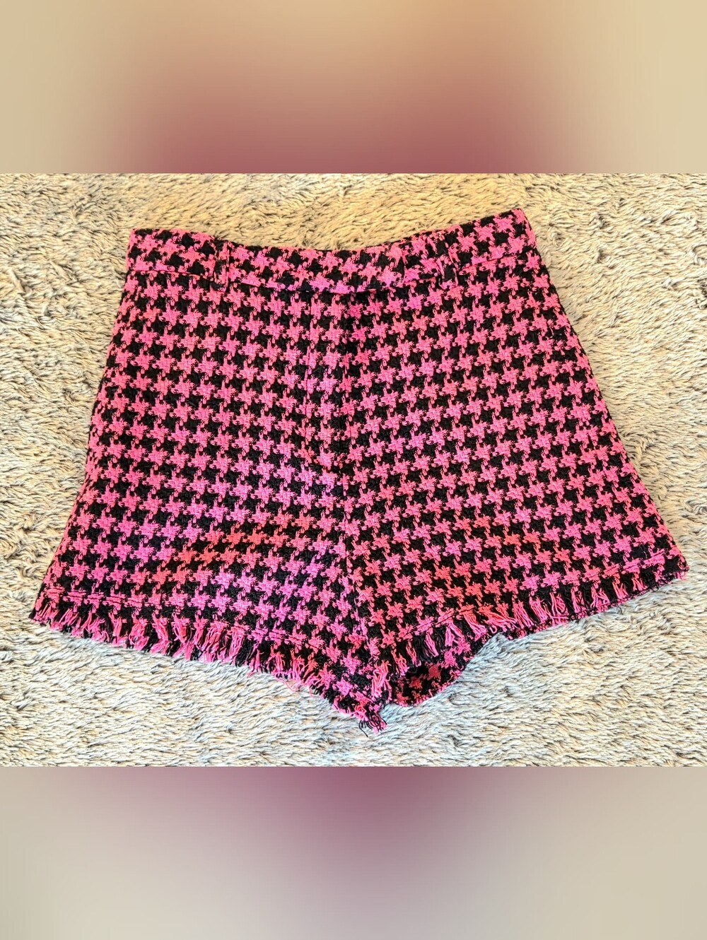 Kids Pink and Black Houndstooth Shorts Sz 13/14